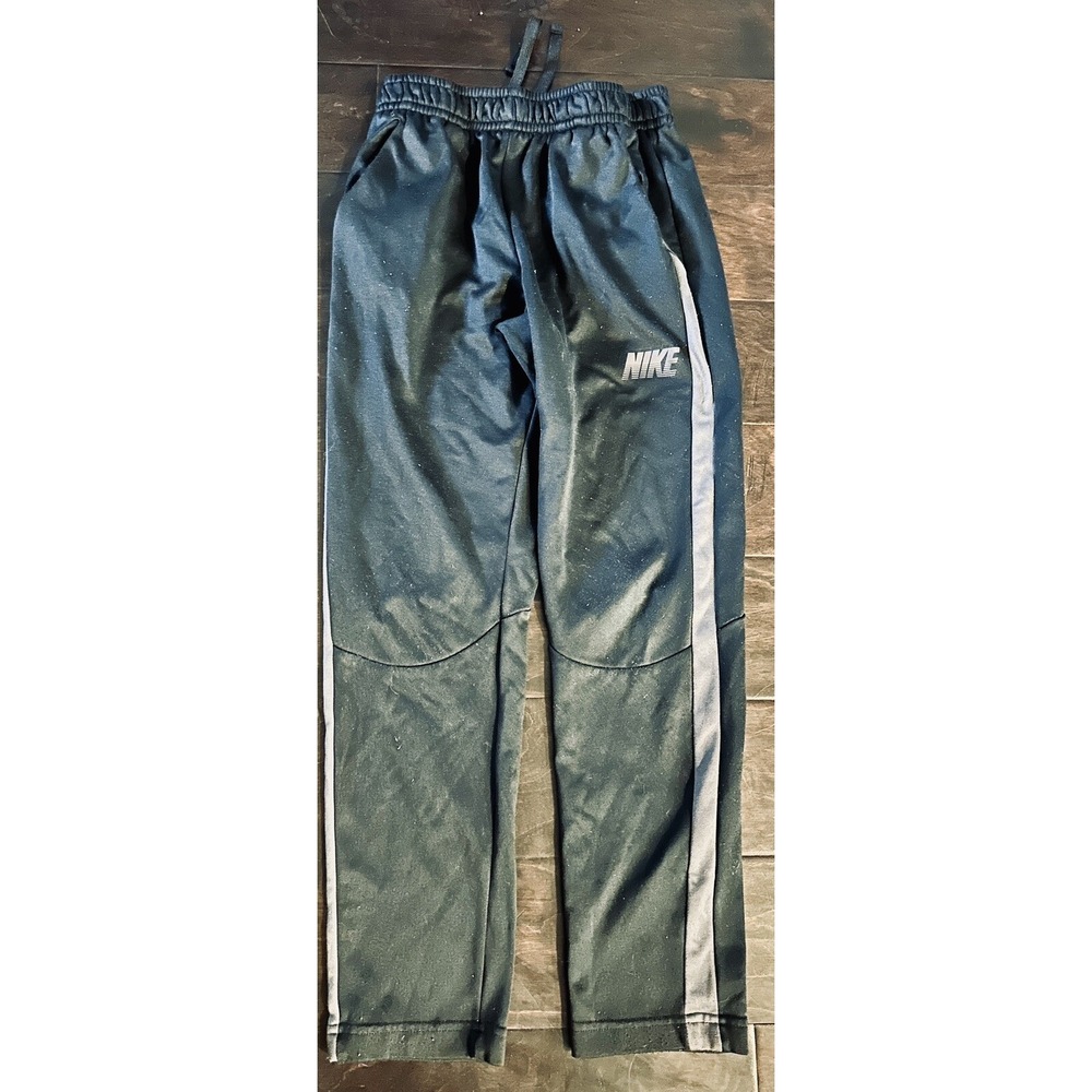 Nike Kids Boys Youth Size Large Joggers Track Black Dri Fit Side Stripe